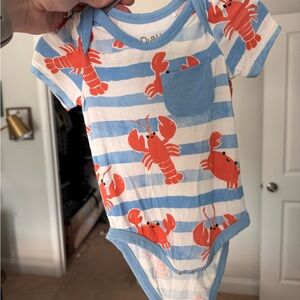 Little Sleepies Blue and White Lobster Print Bodysuit